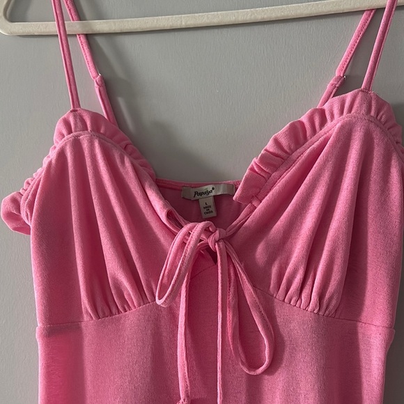 Pink Women's Dress with adjustable spaghetti straps  bow tie design NWOT - Picture 8 of 10